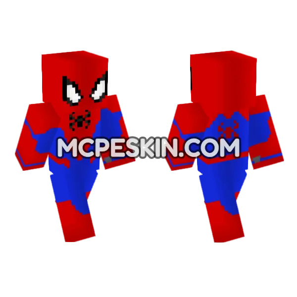Spider-Man Suit Minecraft Bedrock skin, front and back