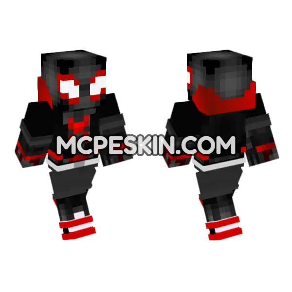 Spider-Man Suit Black Minecraft Bedrock skin, front and back