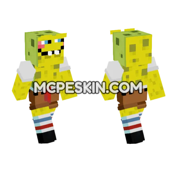 Spongebob Skin 2 Minecraft Bedrock skin, front and back