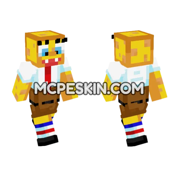 SpongeBob SquarePants Minecraft Bedrock skin, front and back
