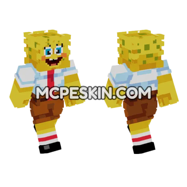 SpongeBob SquarePants Minecraft Bedrock skin, front and back
