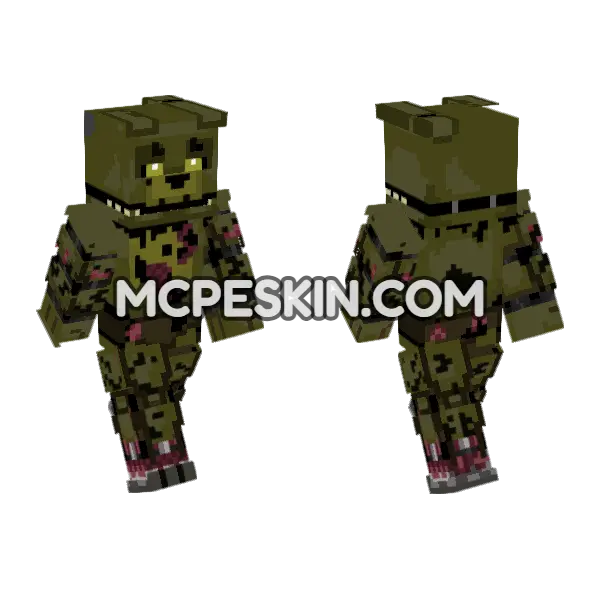Springtrap Five Nights at Freddy's Minecraft Bedrock skin, front and back