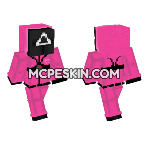 Squid Game Guard Triangle Minecraft Bedrock skin, front and back