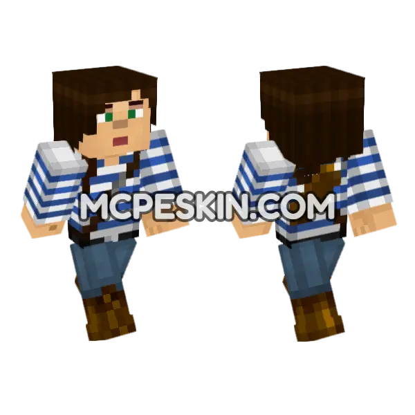 Stacyplayz Blue Striped Outfit Minecraft Bedrock skin, front and back