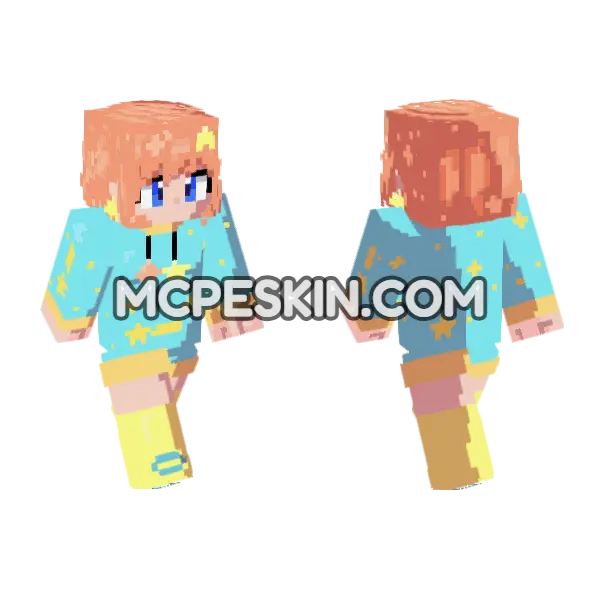 Starry Pajamas Minecraft Bedrock skin, front and back