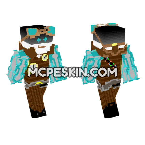 Steampunk Robot Minecraft Bedrock skin, front and back