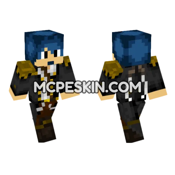 StefMagnifico Blue Jacket Minecraft Bedrock skin, front and back