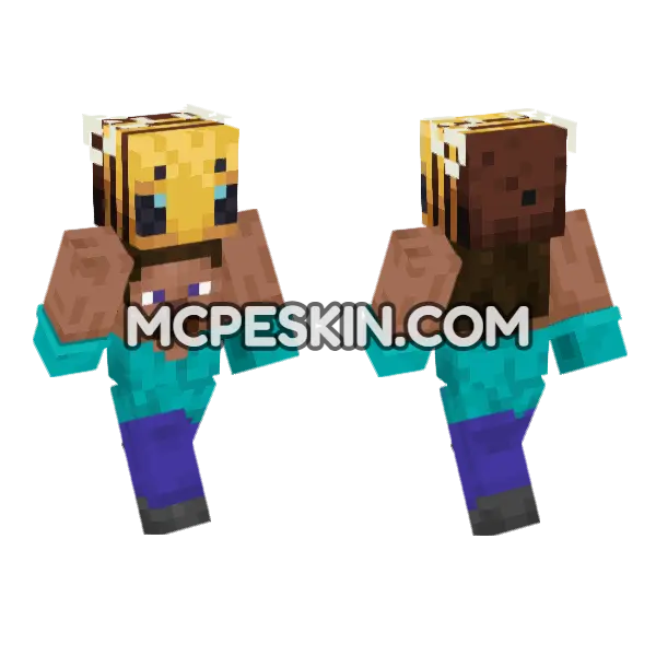 Steve Bee Minecraft Bedrock skin, front and back