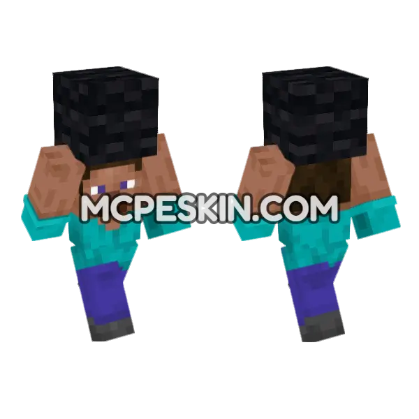 Steve Black Wool Minecraft Bedrock skin, front and back
