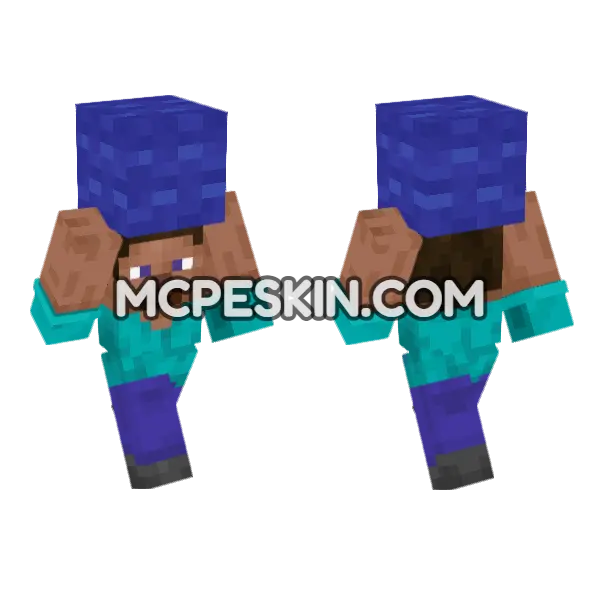 Steve Blue Wool Minecraft Bedrock skin, front and back