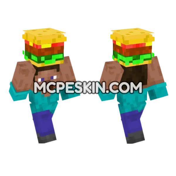 Steve Burger Minecraft Bedrock skin, front and back