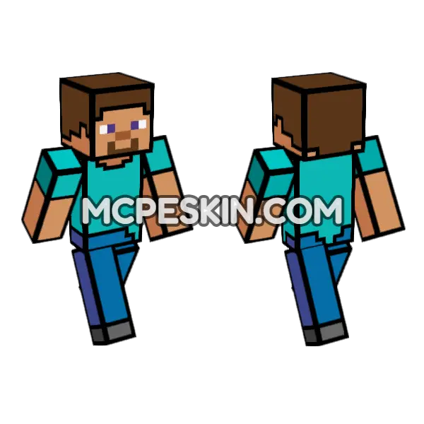 Steve Cartoon Minecraft Bedrock skin, front and back
