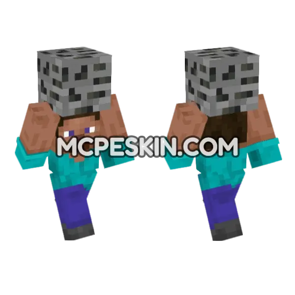 Steve Coal Ore Minecraft Bedrock skin, front and back