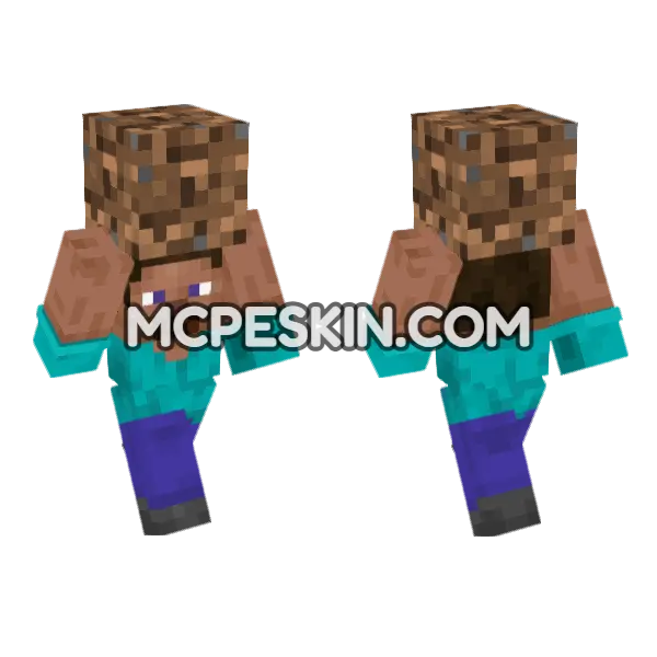 Steve Coarse Dirt Minecraft Bedrock skin, front and back