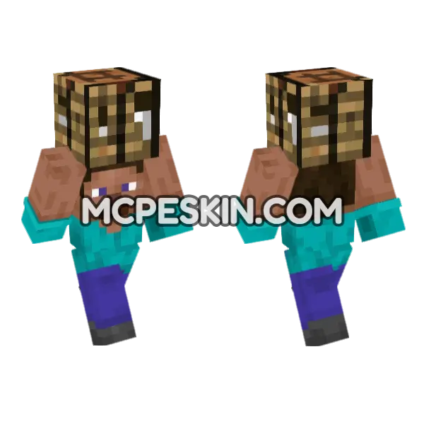 Steve Crafting Table Minecraft Bedrock skin, front and back
