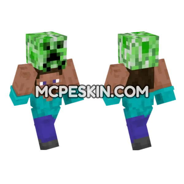 Steve Creeper Minecraft Bedrock skin, front and back