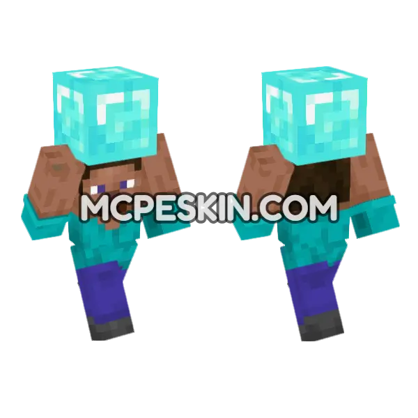 Steve Diamond Block Minecraft Bedrock skin, front and back