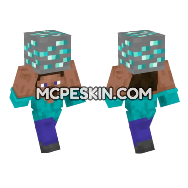 Steve Diamond Ore Minecraft Bedrock skin, front and back