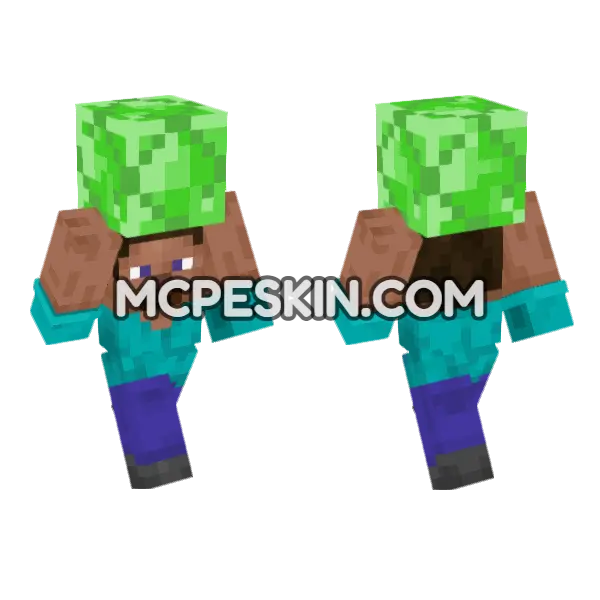 Steve Emerald Block Minecraft Bedrock skin, front and back
