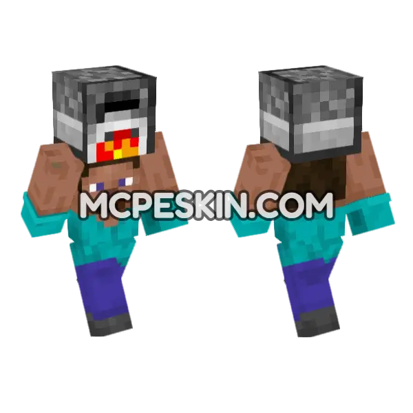 Steve Furnace Minecraft Bedrock skin, front and back