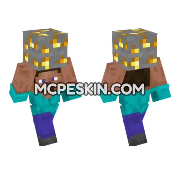 Steve Gold Ore Minecraft Bedrock skin, front and back
