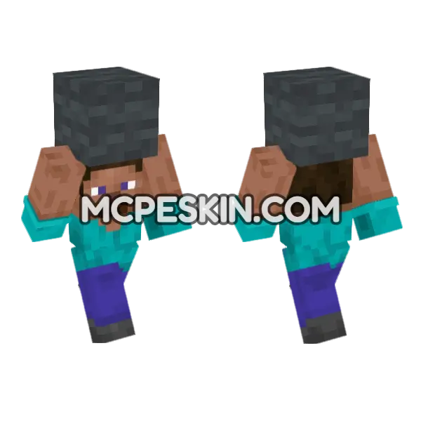 Steve Gray Wool Minecraft Bedrock skin, front and back