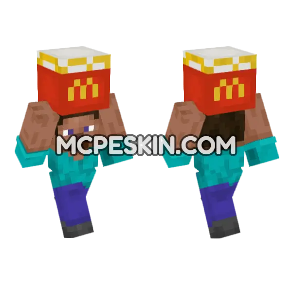 Steve Happy Meal Minecraft Bedrock skin, front and back