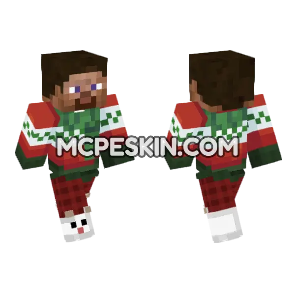 Steve In Sweater 2 Minecraft Bedrock skin, front and back