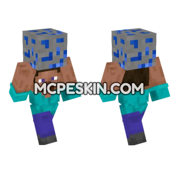 Steve Lapis Ore Minecraft Bedrock skin, front and back