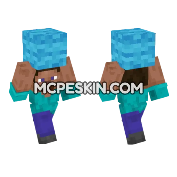 Steve Light Blue Wool Minecraft Bedrock skin, front and back