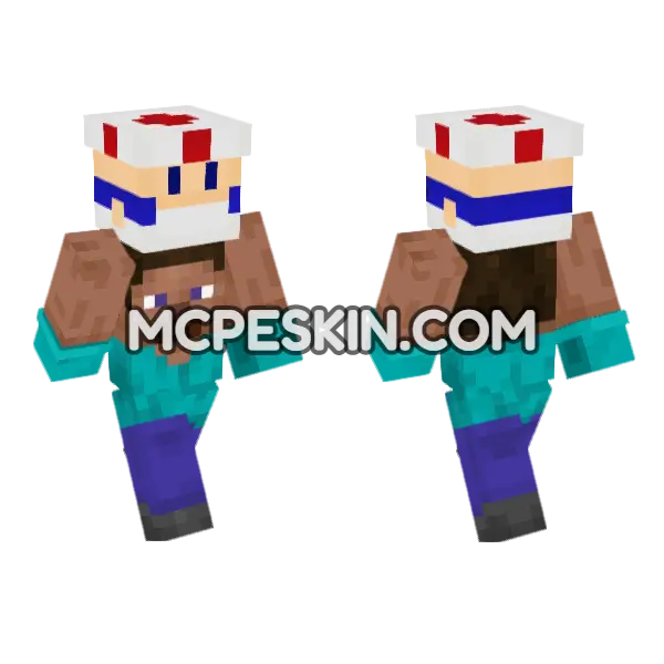 Steve Mushroom Minecraft Bedrock skin, front and back