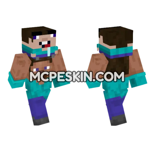 Steve Noob Minecraft Bedrock skin, front and back