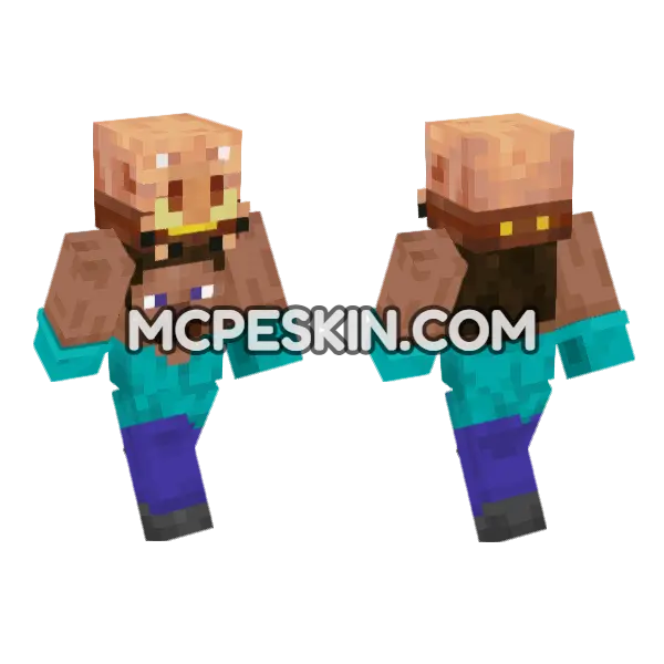 Steve Piglin Minecraft Bedrock skin, front and back