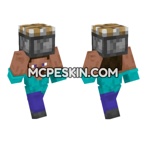 Steve Piston Minecraft Bedrock skin, front and back