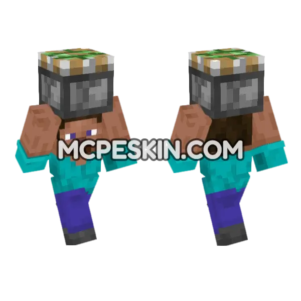 Steve Piston Sticky Minecraft Bedrock skin, front and back