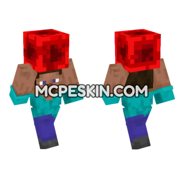 Steve Redstone Block Minecraft Bedrock skin, front and back