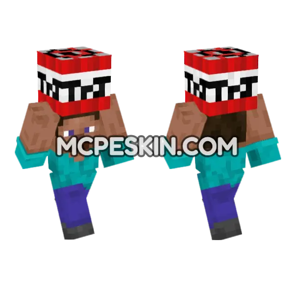 Steve TNT Skin Minecraft Bedrock skin, front and back