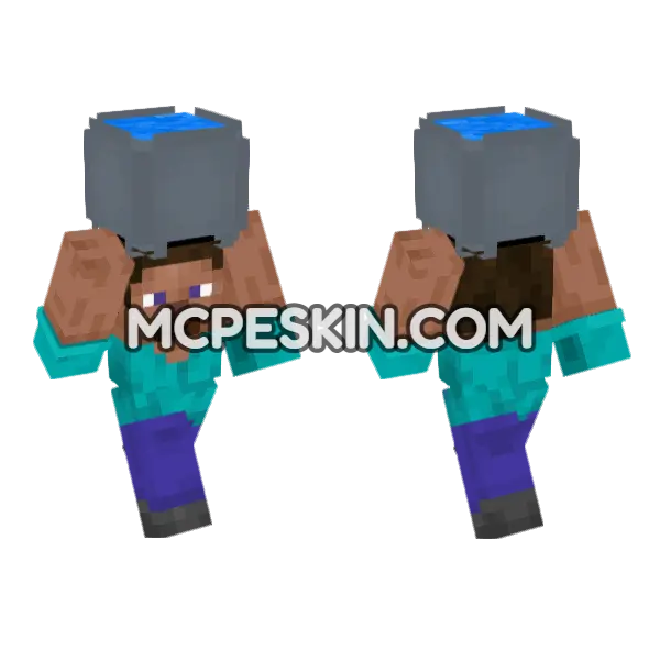 Steve Water Cauldron Minecraft Bedrock skin, front and back