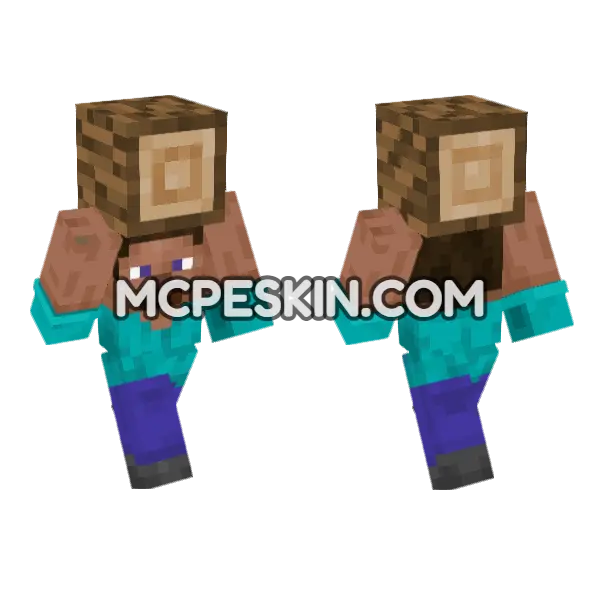 Steve Wood Minecraft Bedrock skin, front and back
