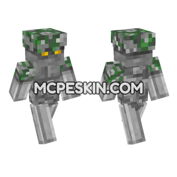 Stone Rock Creature Minecraft Bedrock skin, front and back