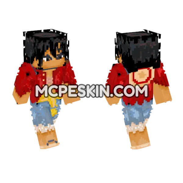 Straw Hat Pirate Outfit Minecraft Bedrock skin, front and back