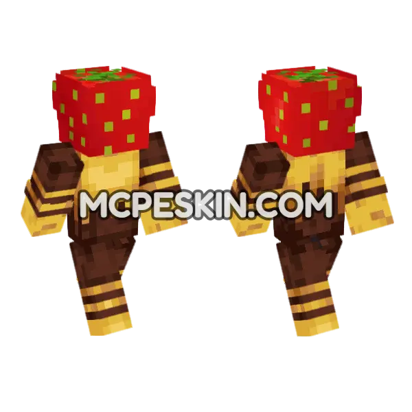 Strawberry Bee Skin Minecraft Bedrock skin, front and back