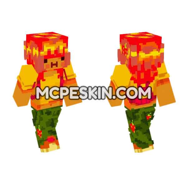 Strawberry Girl Outfit Minecraft Bedrock skin, front and back