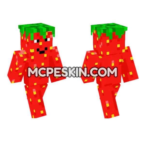 Strawberry Skin Minecraft Bedrock skin, front and back