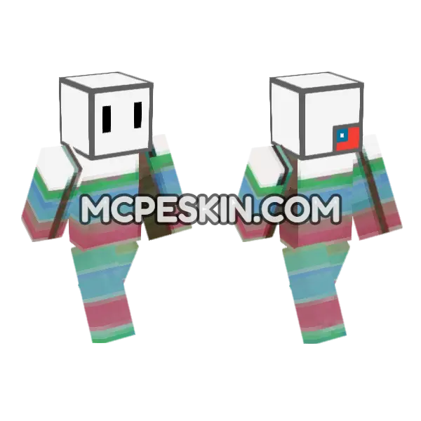 Striped Bag Outfit Minecraft Bedrock skin, front and back