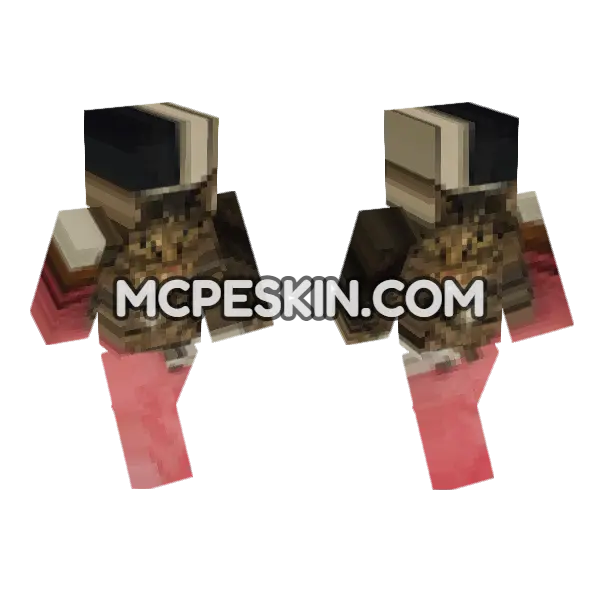 Striped Cat Outfit Minecraft Bedrock skin, front and back