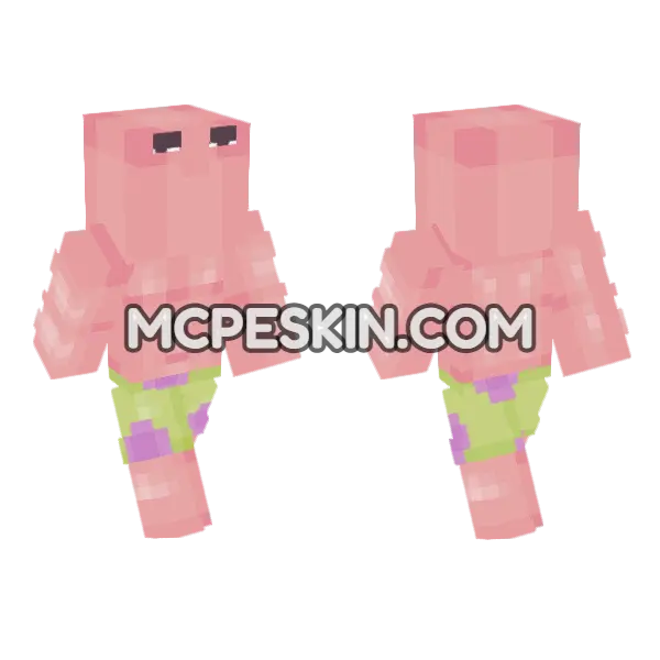 Strong Stupid Patrick Minecraft Bedrock skin, front and back