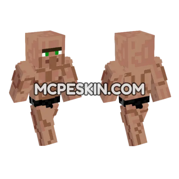 Strong Villager Minecraft Bedrock skin, front and back