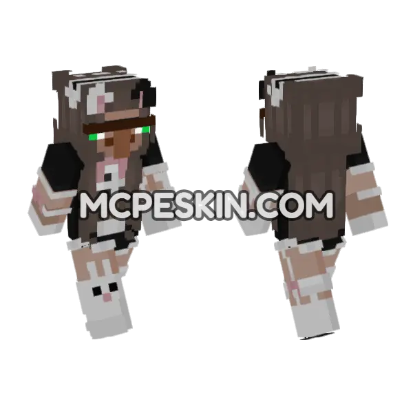 Stupid Noob Villager Girl Minecraft Bedrock skin, front and back