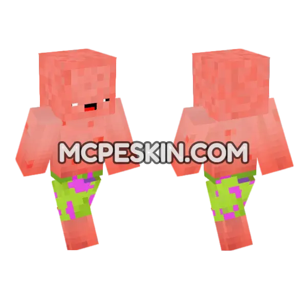 Stupid Patrick Star Minecraft Bedrock skin, front and back